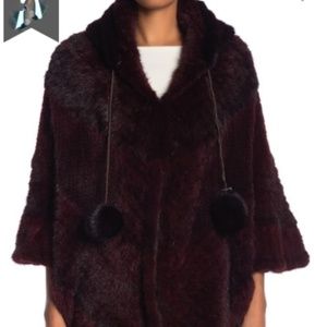 La Fiorentina Genuine Mink Fur Pompom Poncho